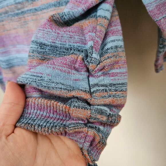 Ruby Rd. Top Knit Striped Petite Blue Purple Orange Pocket Cinched Sides Casual - Picture 5 of 10